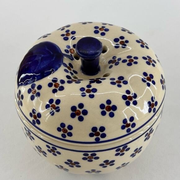 Boleslawiec Polish Ceramic Pottery Apple Baker Roaster Daisy Dots Handmade - Picture 2 of 8